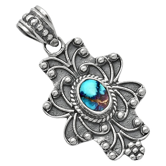 Natural Kingman Pink Dahlia Turquoise Pendant P-1558 SDP153120