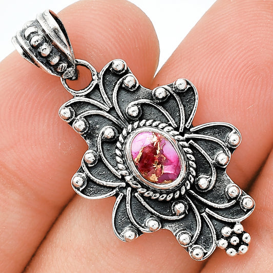 Natural Kingman Pink Dahlia Turquoise Pendant P-1558 SDP153121
