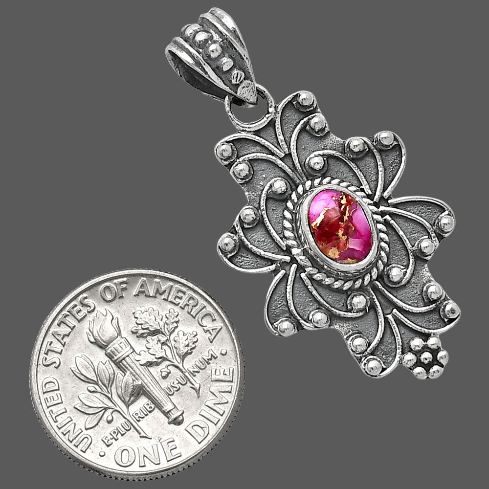 Natural Kingman Pink Dahlia Turquoise Pendant P-1558 SDP153121