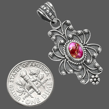 Natural Kingman Pink Dahlia Turquoise Pendant P-1558 SDP153121