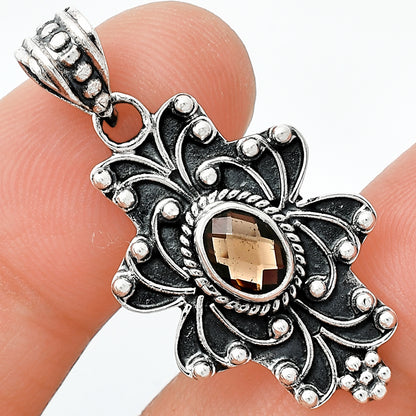 Smoky Quartz Checker Briolette Pendant P-1558 SDP153130