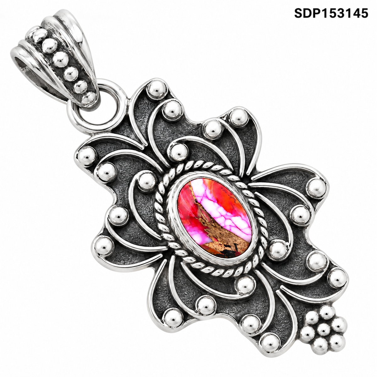 Kingman Orange Dahlia Turquoise Pendant P-1558 SDP153145