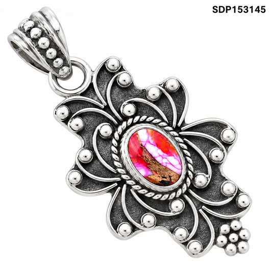 Kingman Orange Dahlia Turquoise Pendant P-1558 SDP153145