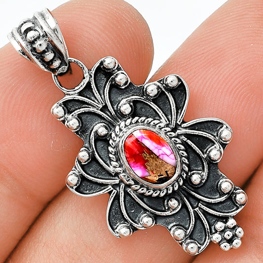 Kingman Orange Dahlia Turquoise Pendant P-1558 SDP153145