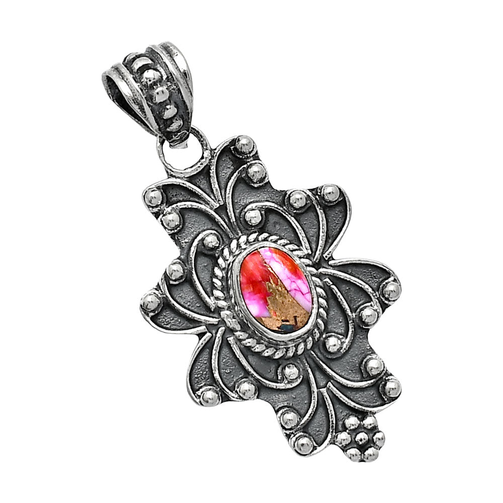 Kingman Orange Dahlia Turquoise Pendant P-1558 SDP153145