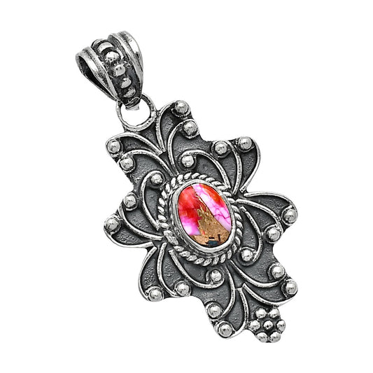 Kingman Orange Dahlia Turquoise Pendant P-1558 SDP153145