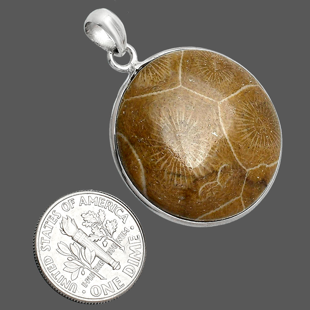 Natural Flower Fossil Coral Pendant P-1001 SDP153324