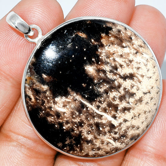 Natural Black Root Plume Agate Pendant P-1001 SDP153563
