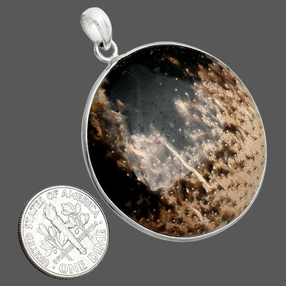 Natural Black Root Plume Agate Pendant P-1001 SDP153563