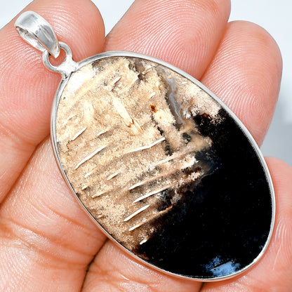 Natural Black Root Plume Agate Pendant P-1001 SDP153637