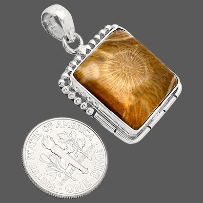 Natural Flower Fossil Coral Pendant P-1058 SDP153778