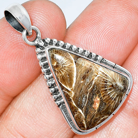 Natural Flower Fossil Coral Pendant P-1058 SDP153789