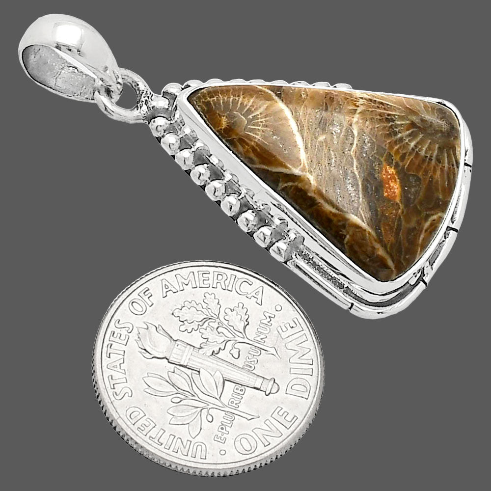Natural Flower Fossil Coral Pendant P-1058 SDP153789