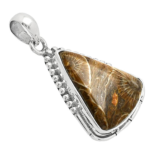 Natural Flower Fossil Coral Pendant P-1058 SDP153789