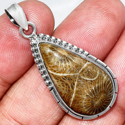 Natural Flower Fossil Coral Pendant P-1058 SDP153845
