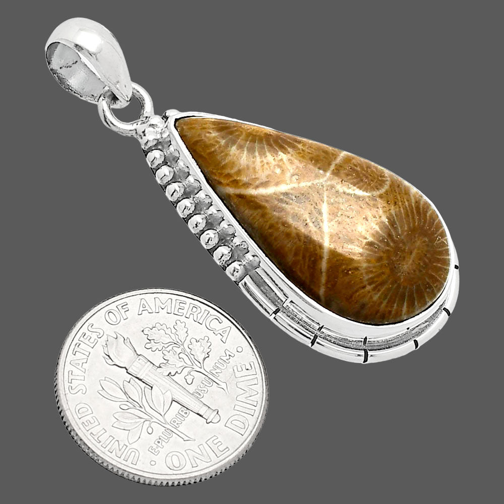 Natural Flower Fossil Coral Pendant P-1058 SDP153845