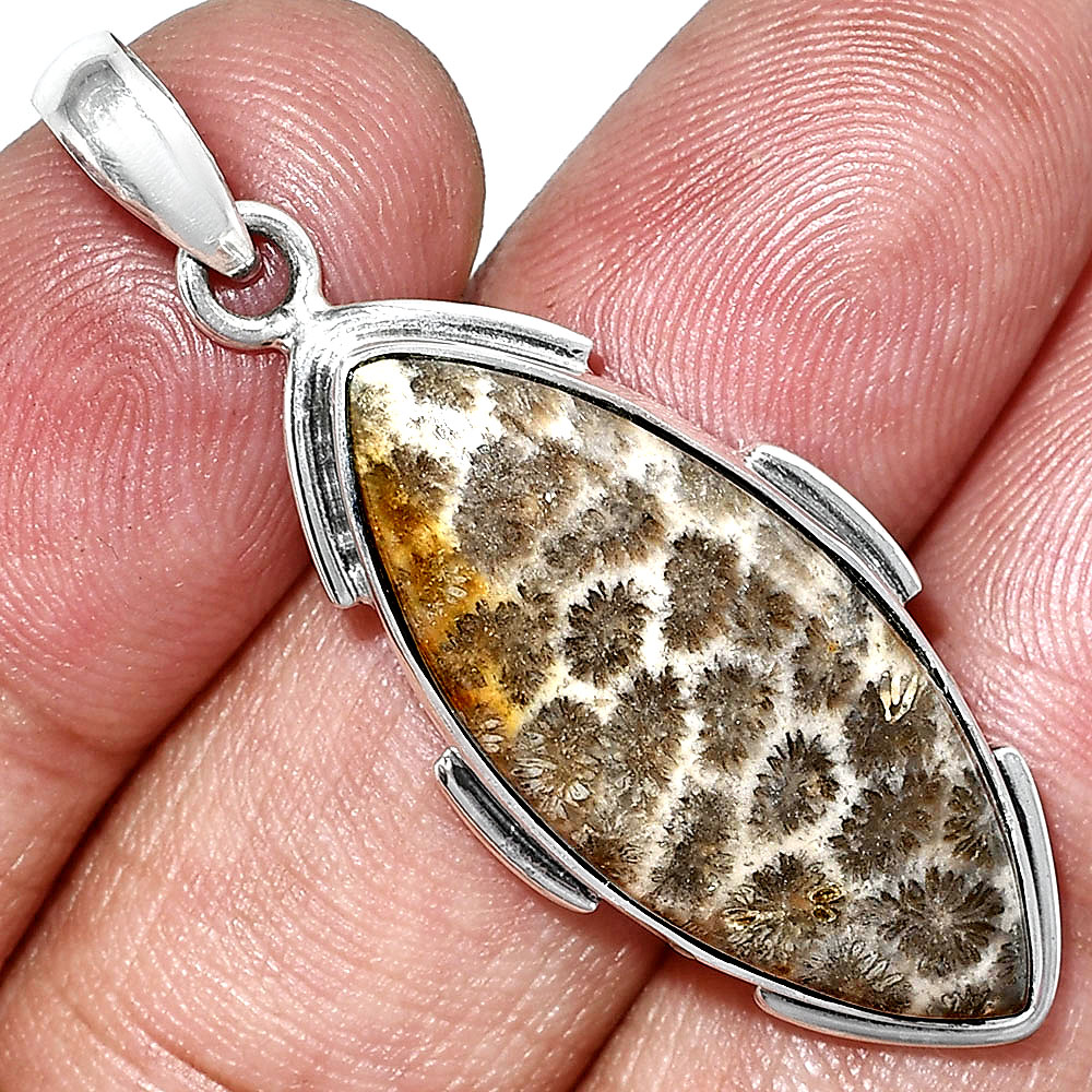 Natural Flower Fossil Coral Pendant P-1072 SDP153942