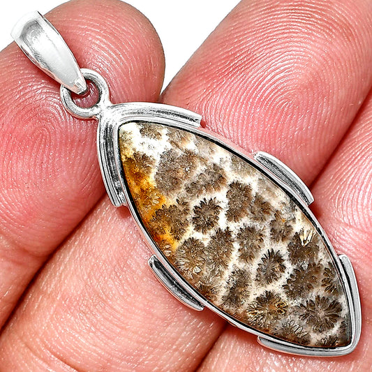 Natural Flower Fossil Coral Pendant P-1072 SDP153942