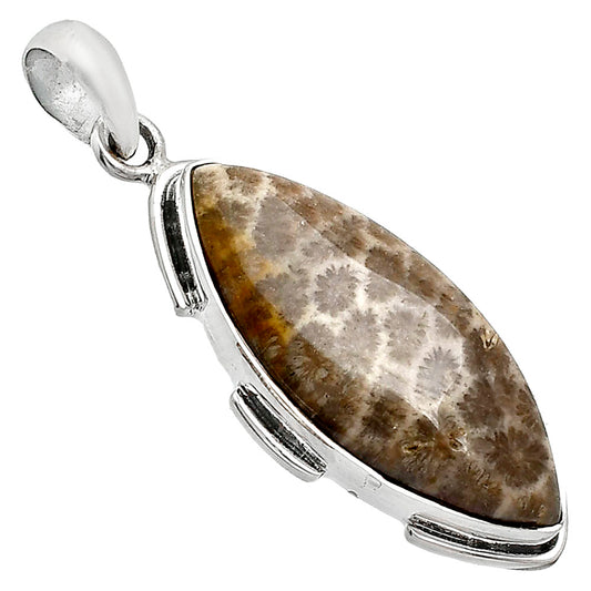 Natural Flower Fossil Coral Pendant P-1072 SDP153942