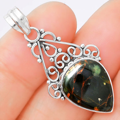 Natural Turkish Rainforest Chrysocolla Pendant P-1541 SDP154023