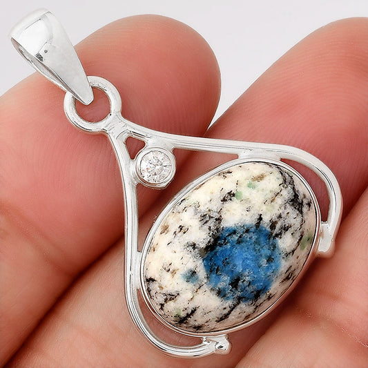 K2 Blue Azurite In Quartz and Zircon Pendant P-1057 SDP154113