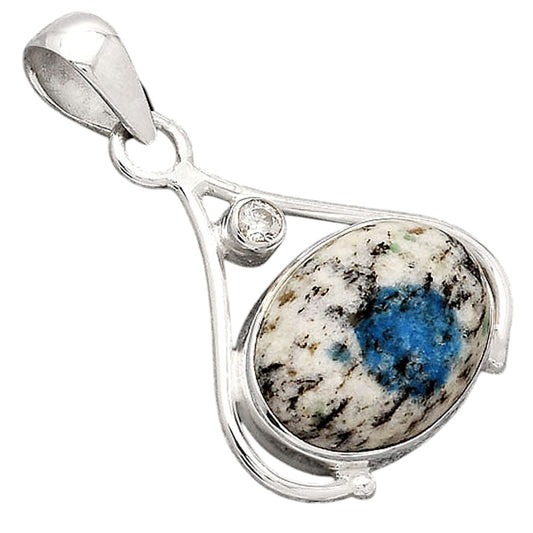 K2 Blue Azurite In Quartz and Zircon Pendant P-1057 SDP154113
