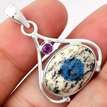 K2 Blue Azurite In Quartz & Amethyst Pendant P-1057 SDP154117