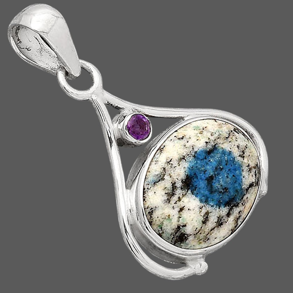 K2 Blue Azurite In Quartz & Amethyst Pendant P-1057 SDP154117