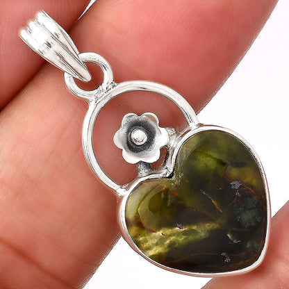 Heart Turkish Rainforest Chrysocolla Pendant P-1692 SDP154132