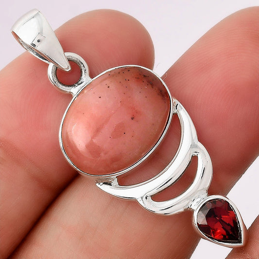 Natural Guava Quartz and Garnet Pendant P-1693 SDP154143