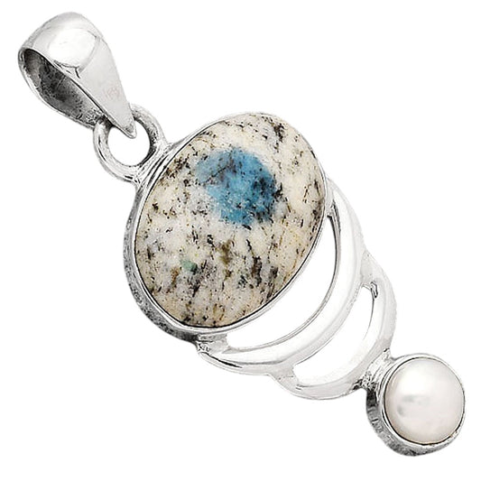 K2 Blue - Azurite In Quartz and Pearl Pendant P-1693 SDP154145