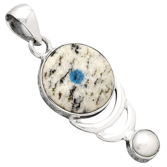 K2 Blue - Azurite In Quartz and Pearl Pendant P-1693 SDP154146