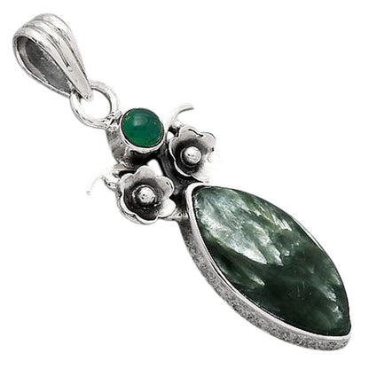 Russian Seraphinite and Green Onyx Pendant P-1695 SDP154160