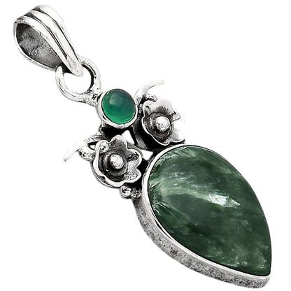Russian Seraphinite and Green Onyx Pendant P-1695 SDP154162