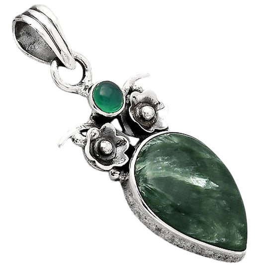 Russian Seraphinite and Green Onyx Pendant P-1695 SDP154162