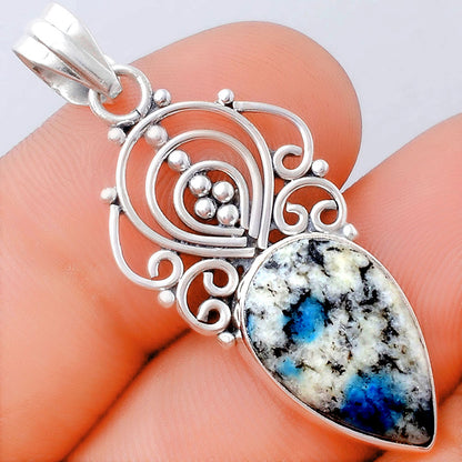 Natural K2 Blue - Azurite In Quartz Pendant P-1541 SDP154169