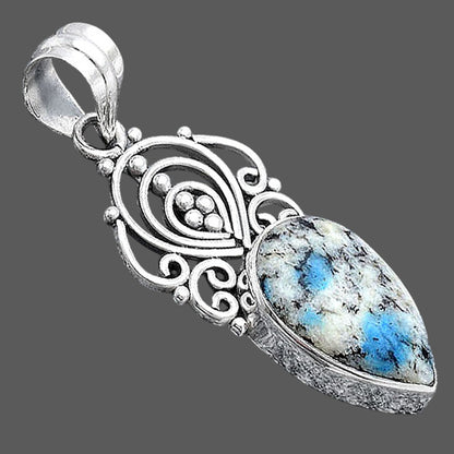 Natural K2 Blue - Azurite In Quartz Pendant P-1541 SDP154169
