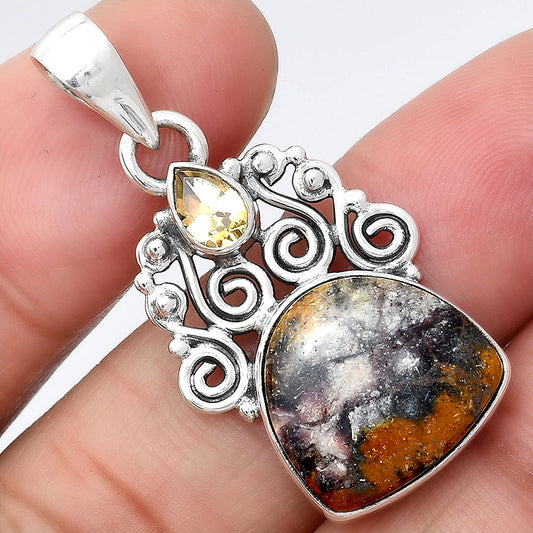 Indian Blanket Jasper and Citrine Pendant P-1697 SDP154196