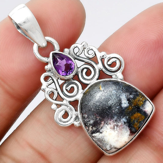 Indian Blanket Jasper and Amethyst Pendant P-1697 SDP154197