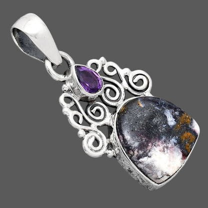 Indian Blanket Jasper and Amethyst Pendant P-1697 SDP154197