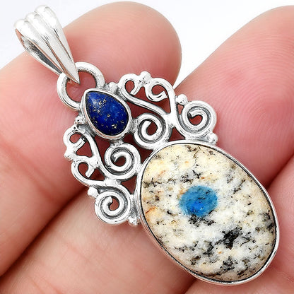 K2 Blue - Azurite In Quartz and Lapis Pendant P-1697 SDP154198
