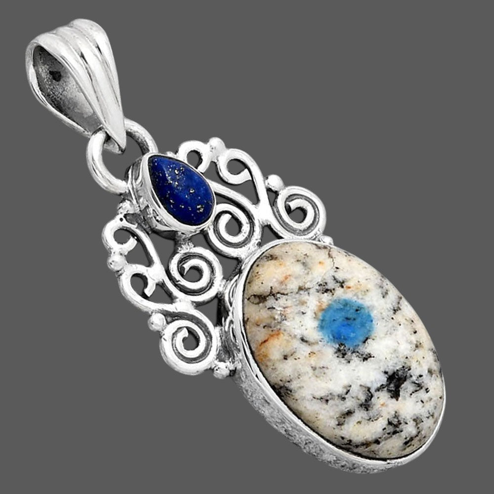 K2 Blue - Azurite In Quartz and Lapis Pendant P-1697 SDP154198