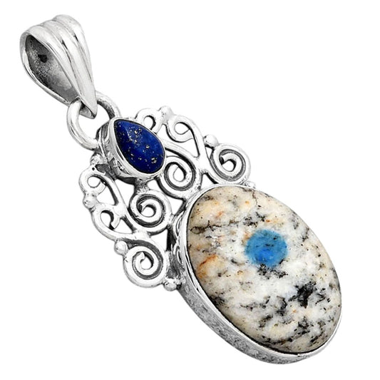 K2 Blue - Azurite In Quartz and Lapis Pendant P-1697 SDP154198