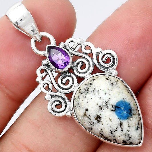 K2 Blue Azurite In Quartz & Amethyst Pendant P-1697 SDP154201