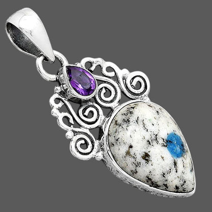 K2 Blue Azurite In Quartz & Amethyst Pendant P-1697 SDP154201