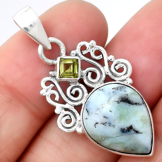 Dendritic Chrysoprase - Africa and Peridot Pendant P-1697 SDP154202