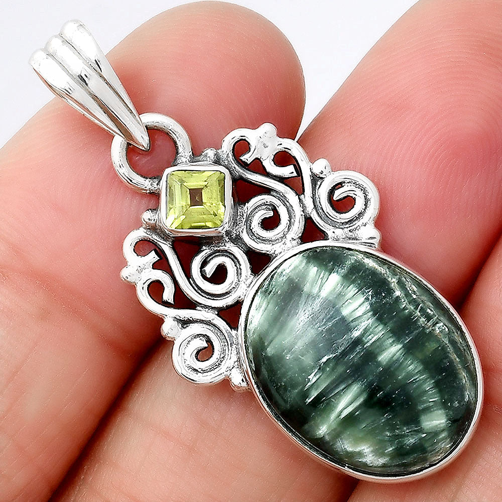 Russian Seraphinite and Peridot Pendant P-1697 SDP154203