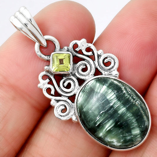 Russian Seraphinite and Peridot Pendant P-1697 SDP154203
