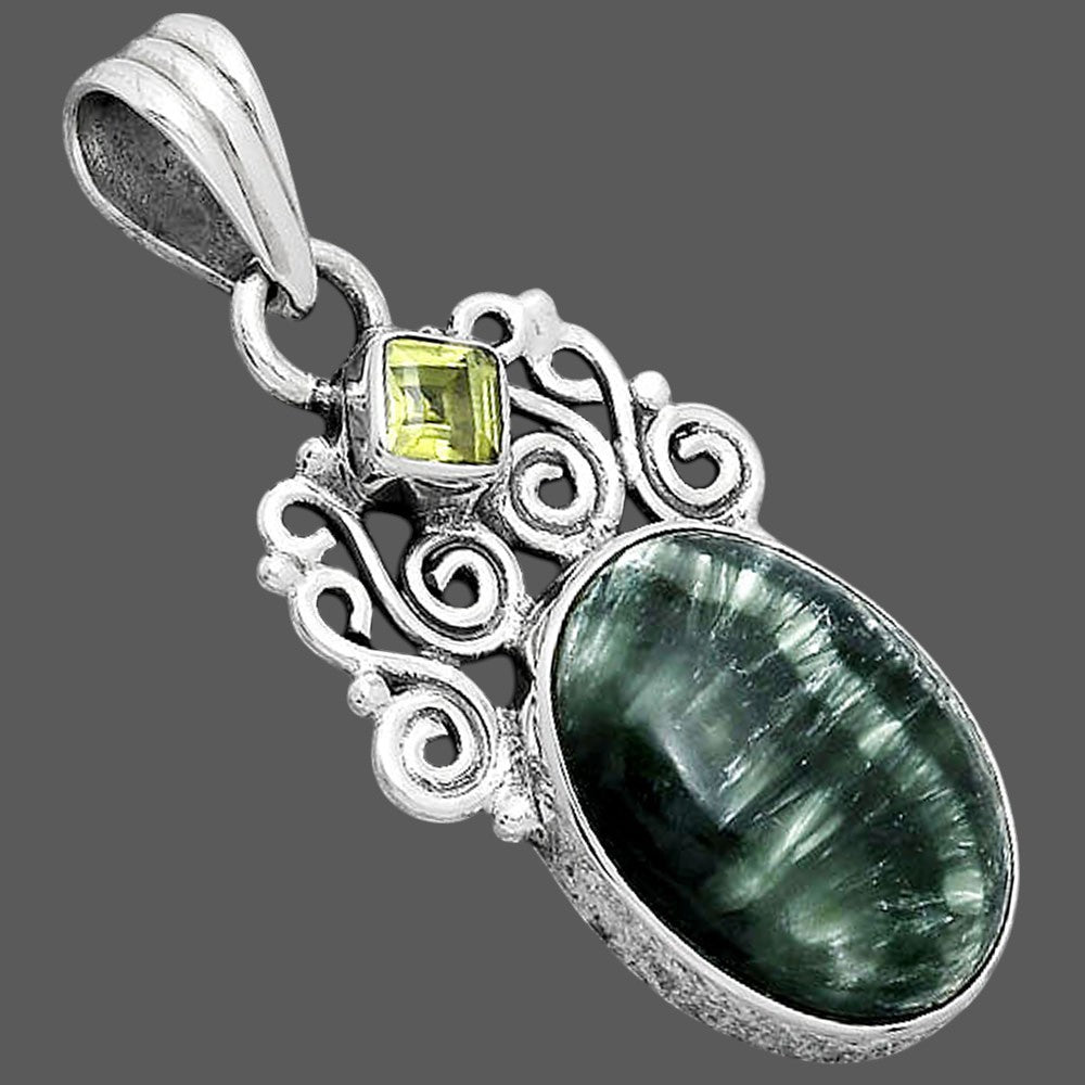 Russian Seraphinite and Peridot Pendant P-1697 SDP154203