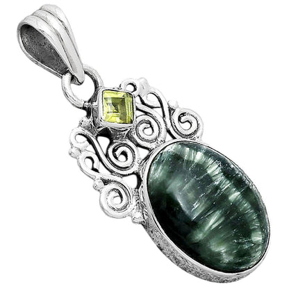 Russian Seraphinite and Peridot Pendant P-1697 SDP154203